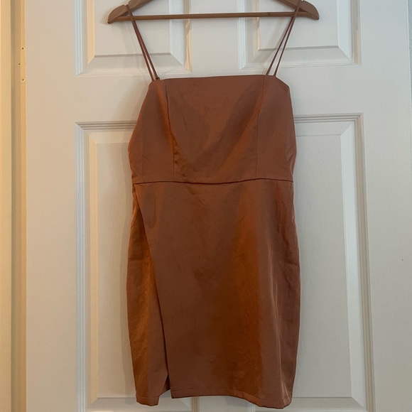 Gianna Slit Mini Dress in Nude - Picture 2 of 8